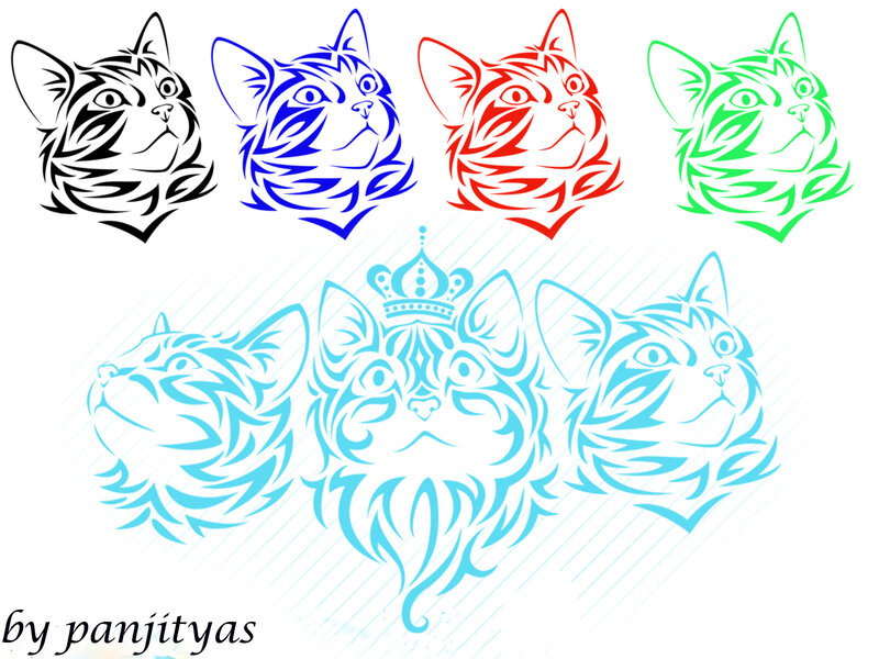 Tribal Cat Heads