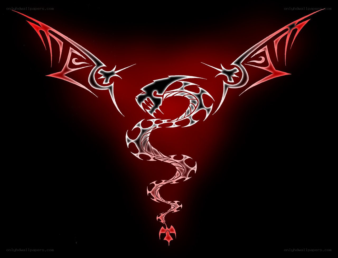 tribal dragon with red wings
