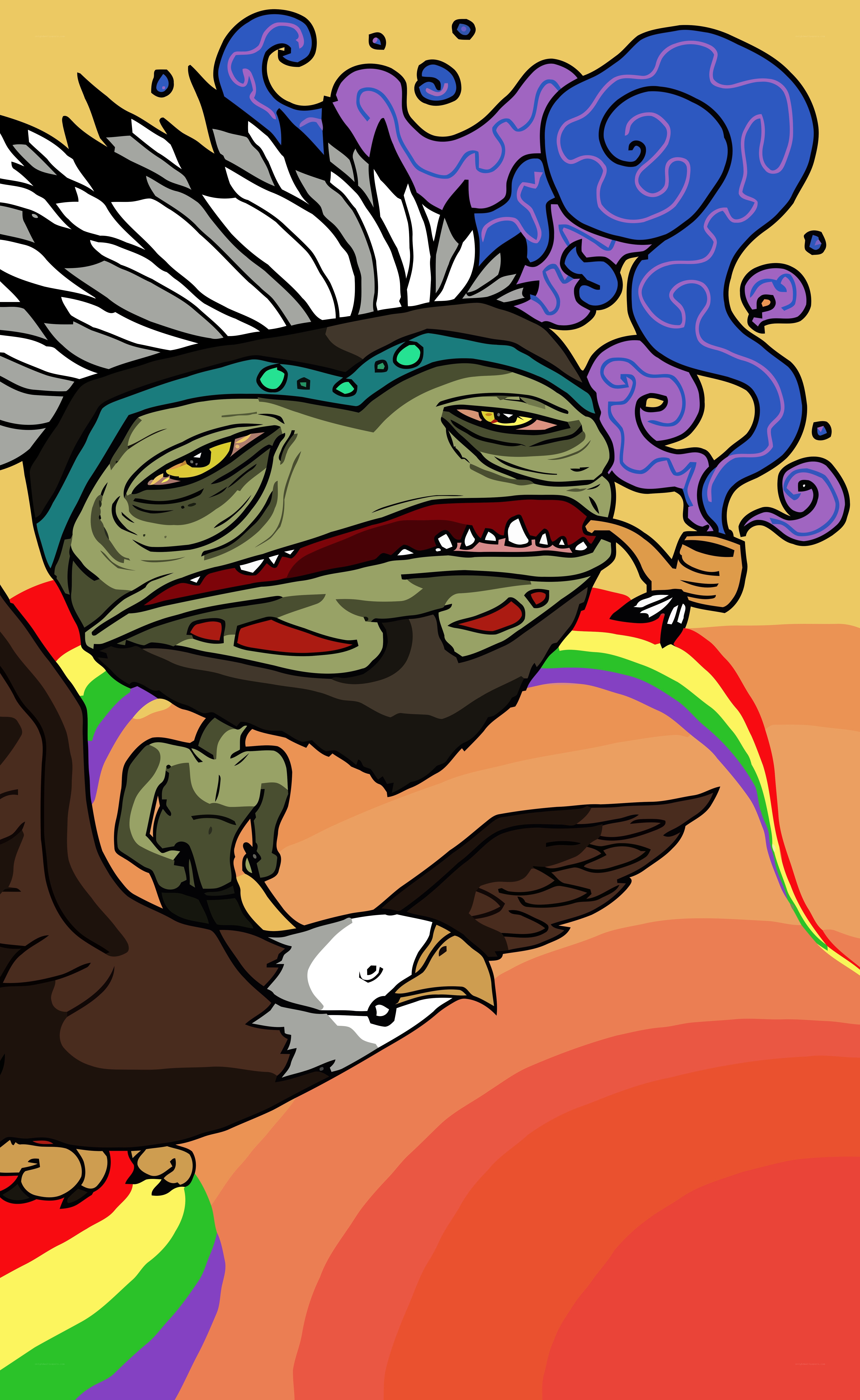 tribal frog with eagle