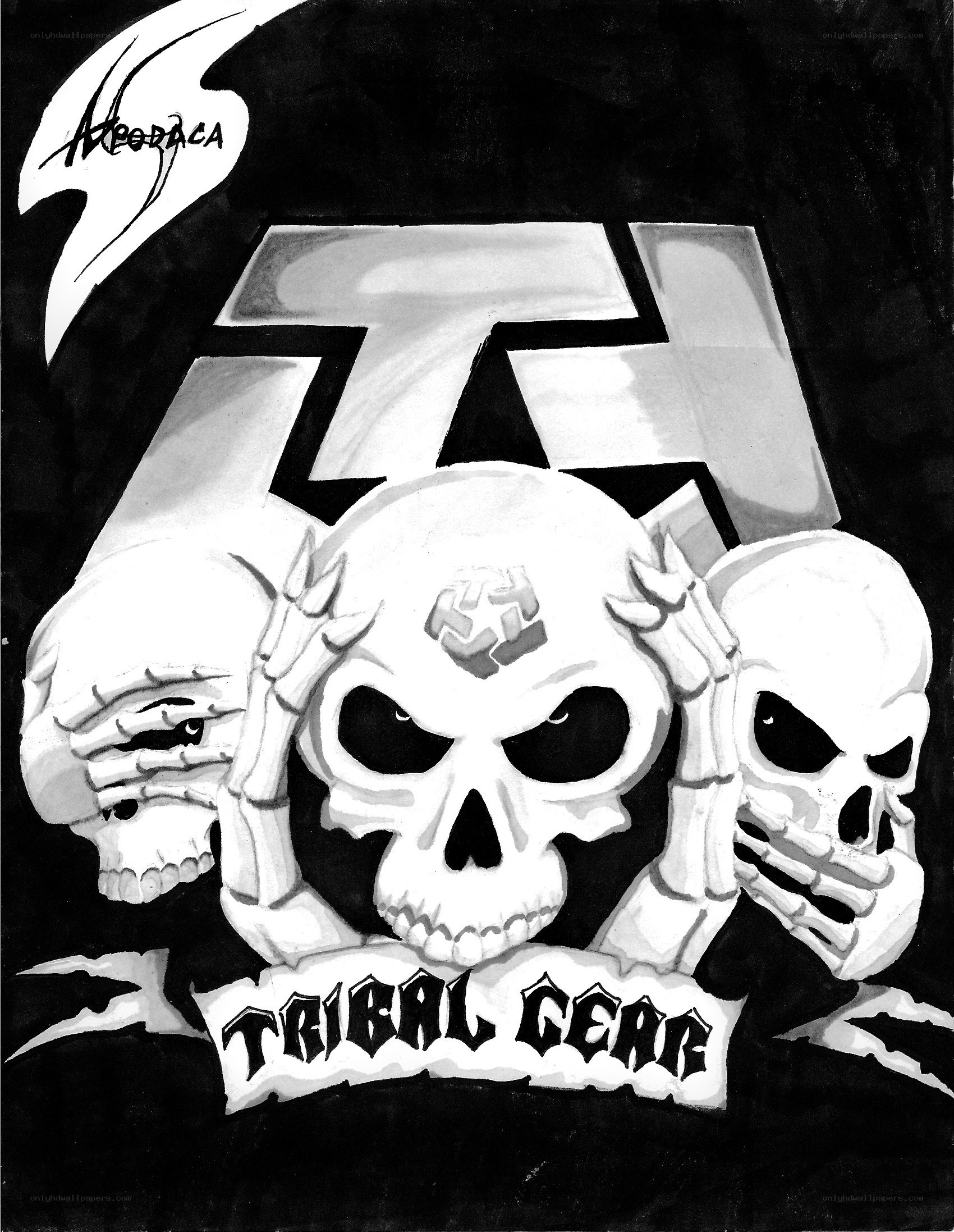 tribal gear skull art