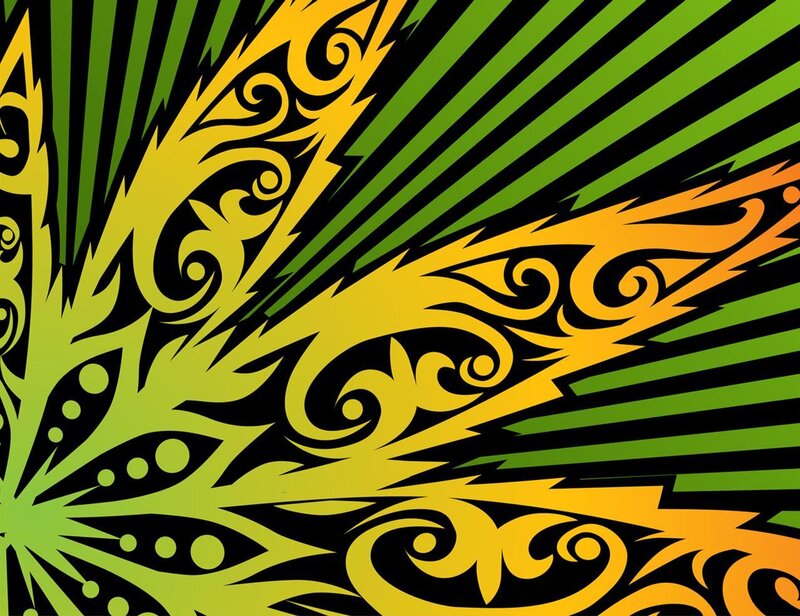 tribal green and yellow design