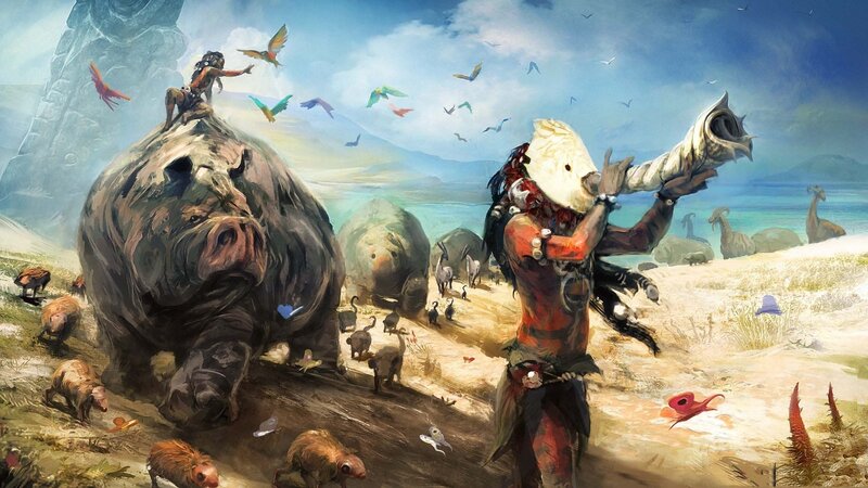tribal hunter with horn