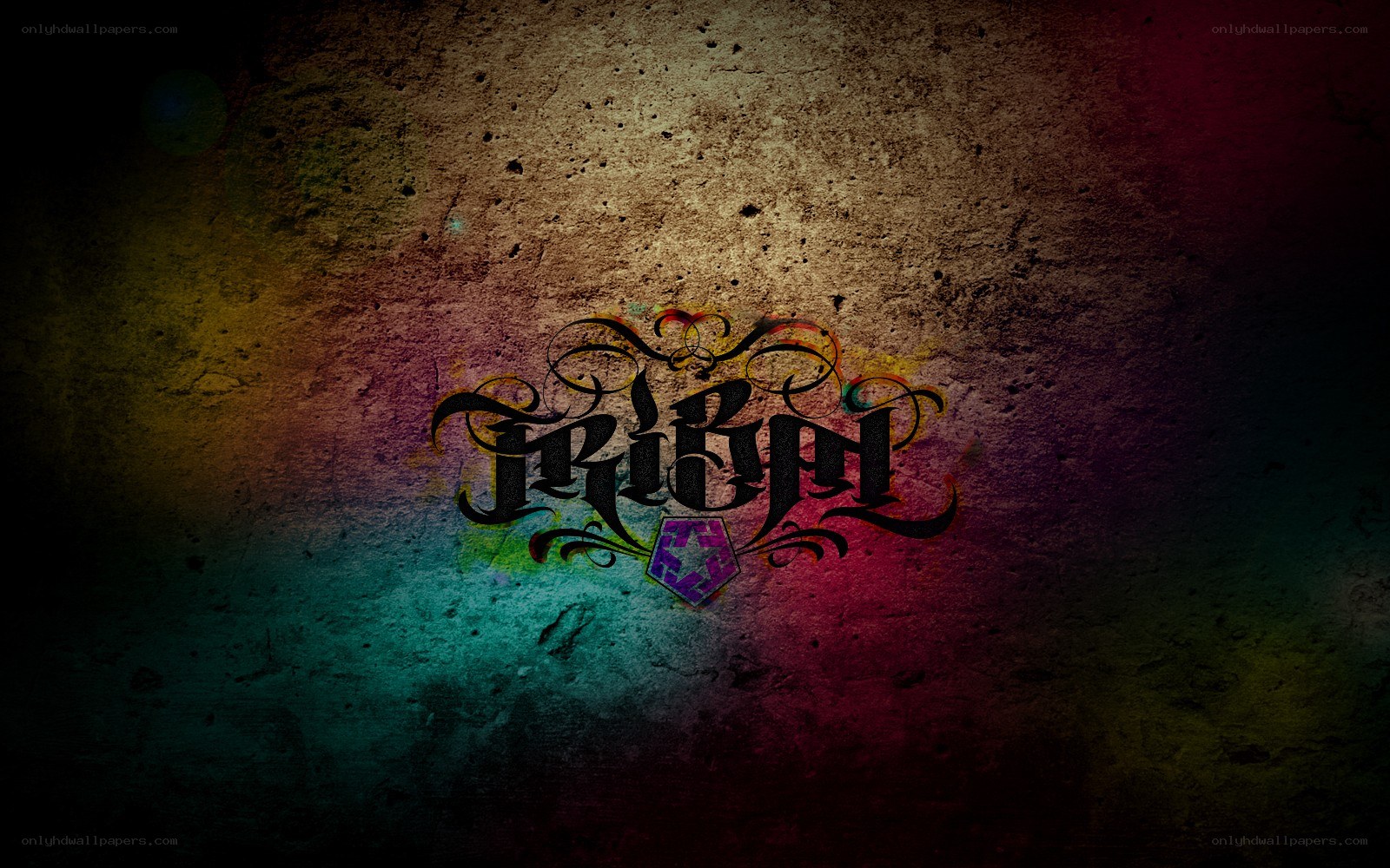 tribal logo on textured wall