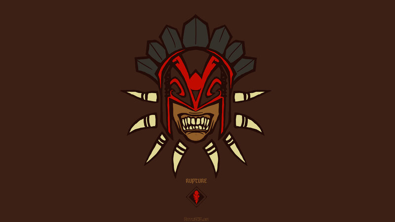 tribal mask with red accents