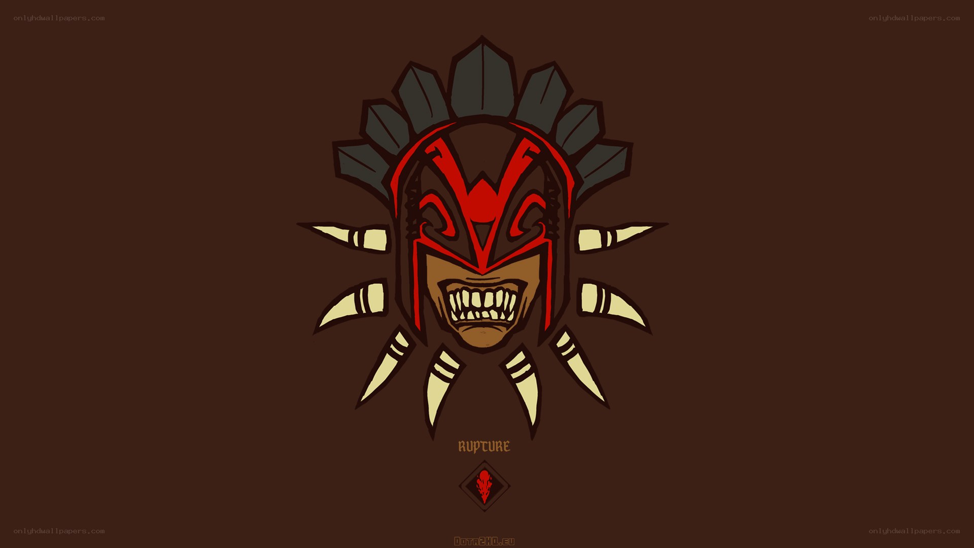 tribal mask with red accents