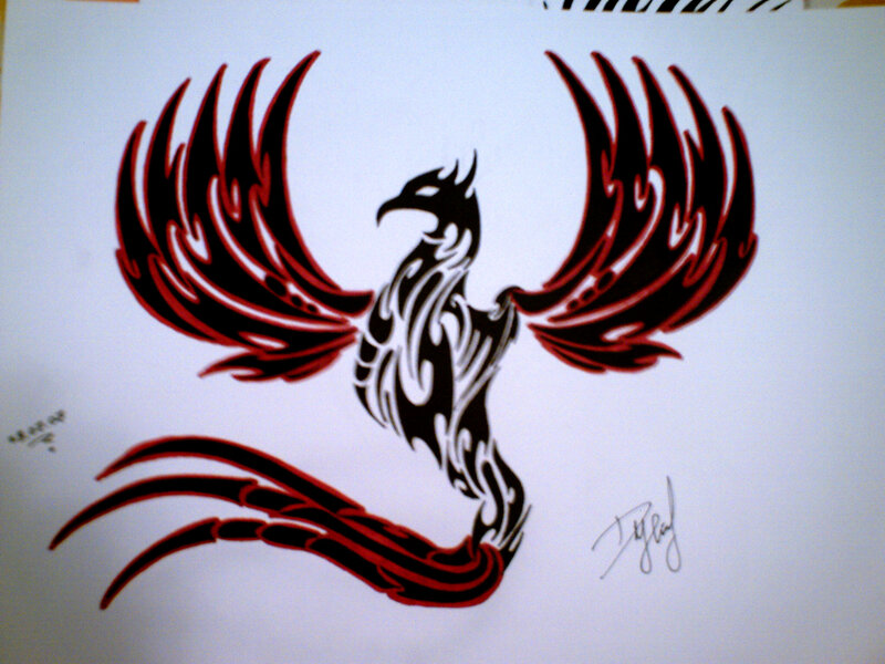 tribal phoenix drawing