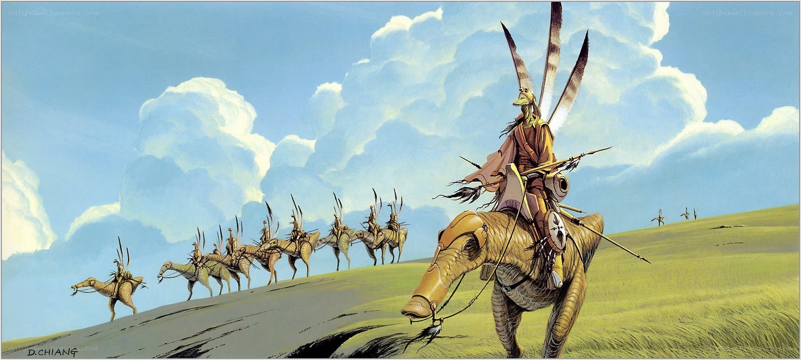 tribal riders on alien beasts