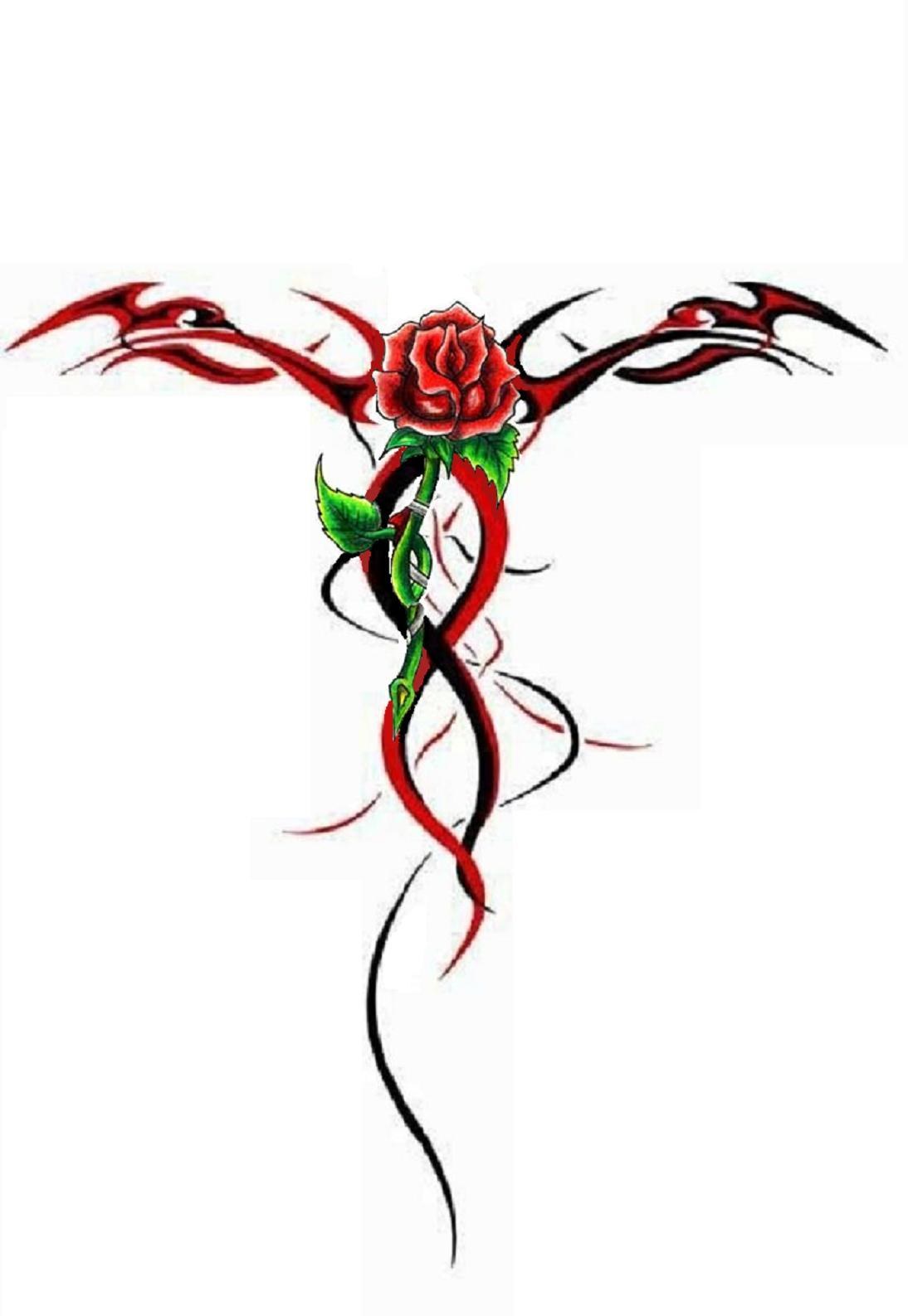tribal rose tattoo design