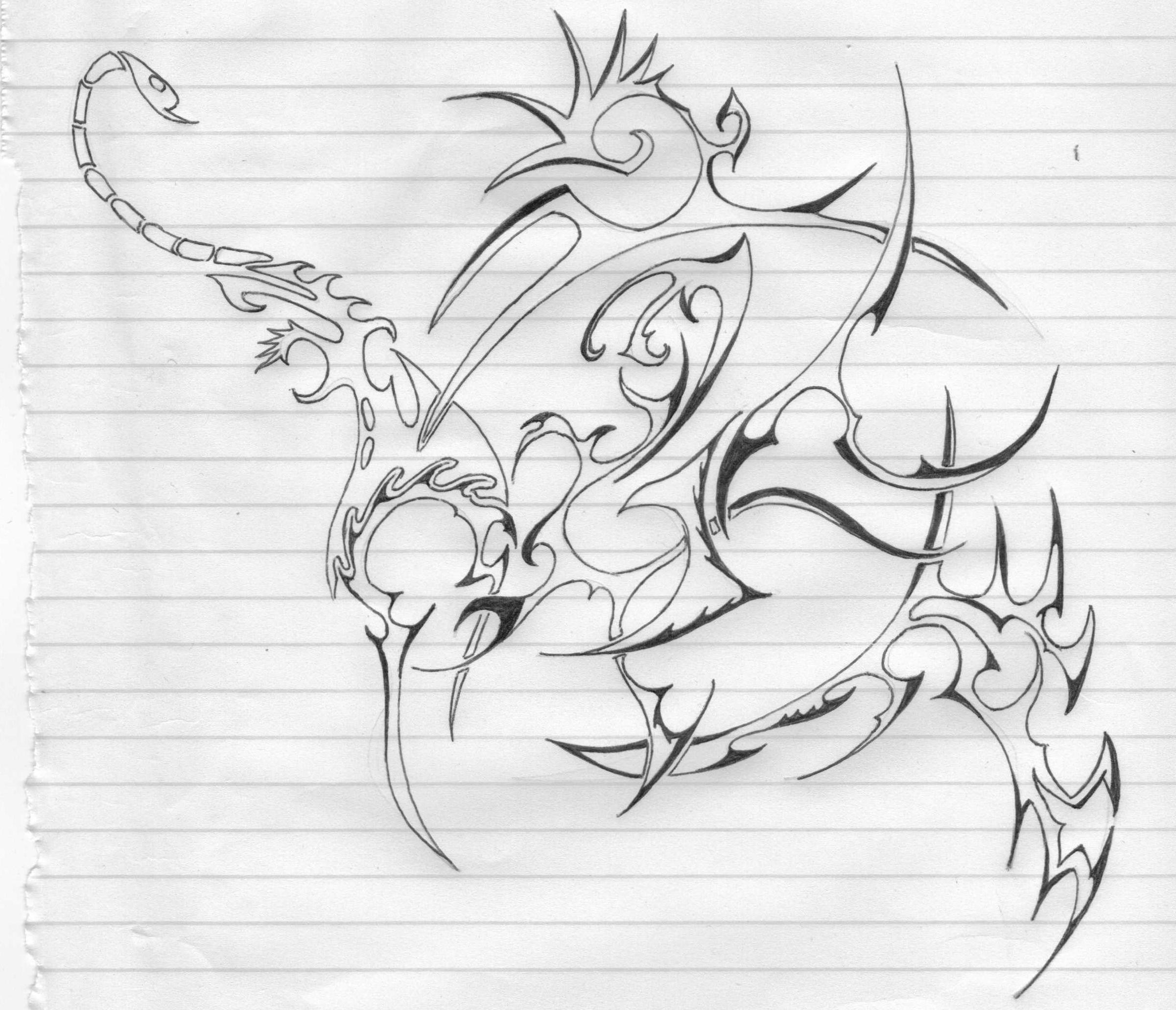 tribal scorpion drawing