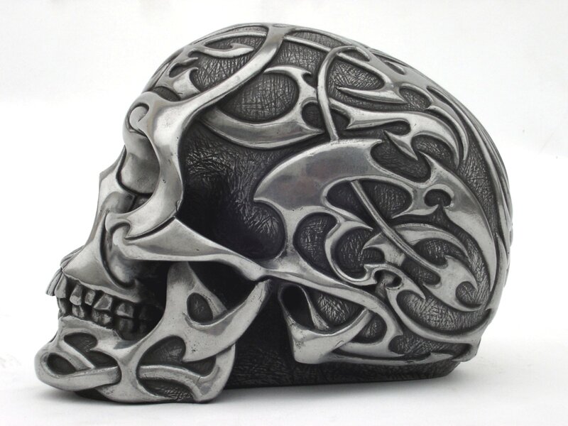 tribal skull sculpture