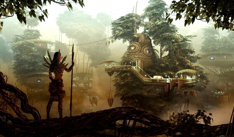 Tribal Warrior in Jungle — Green