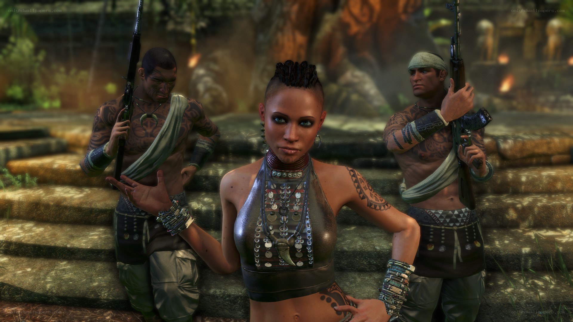 tribal warriors with weapons
