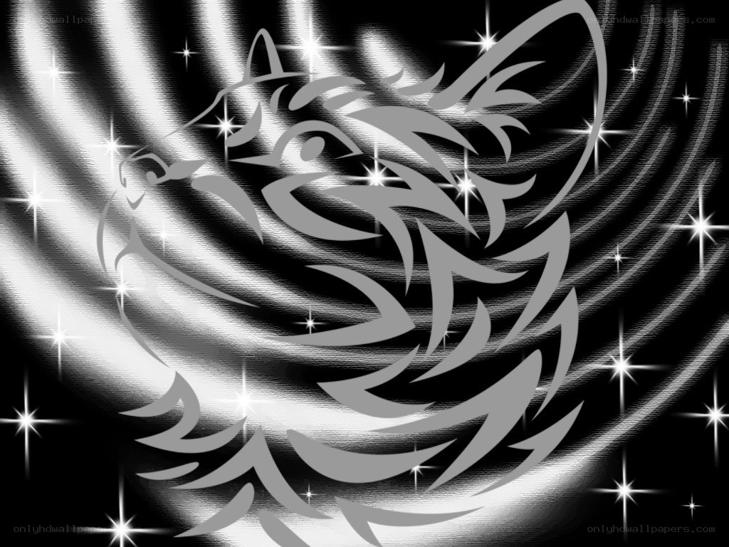 tribal wolf design with stars