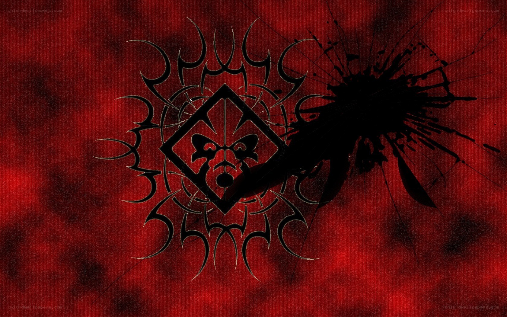 tribal wolf emblem on red