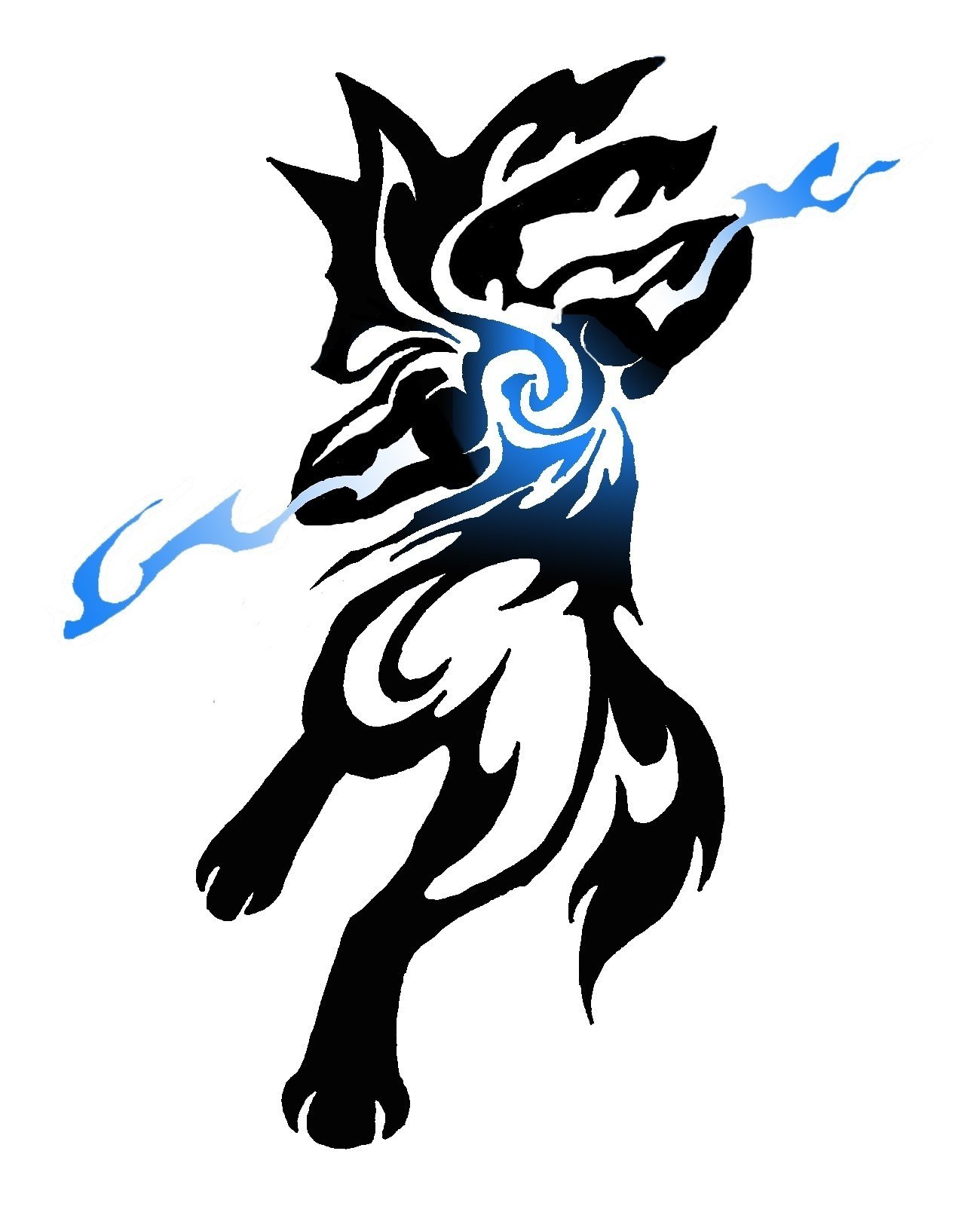 tribal wolf with blue energy