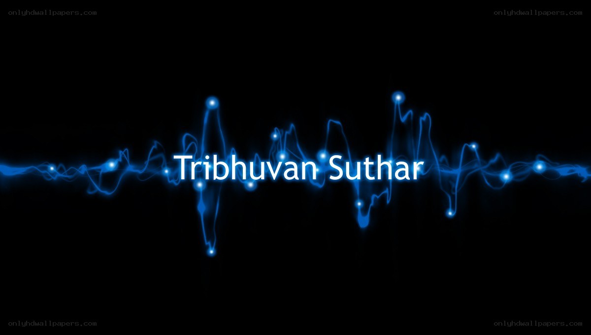 Tribhuvan Suthar text with blue wave