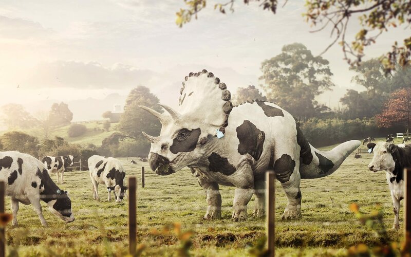 Triceratops with Cows — Green