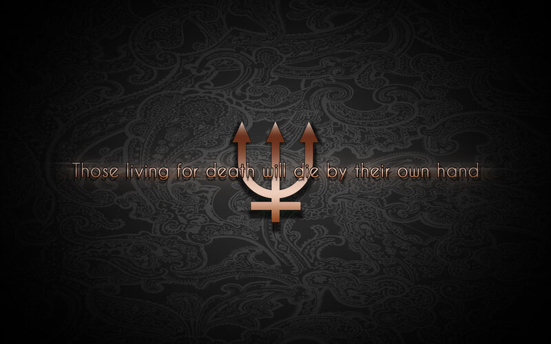 Trident symbol with quote