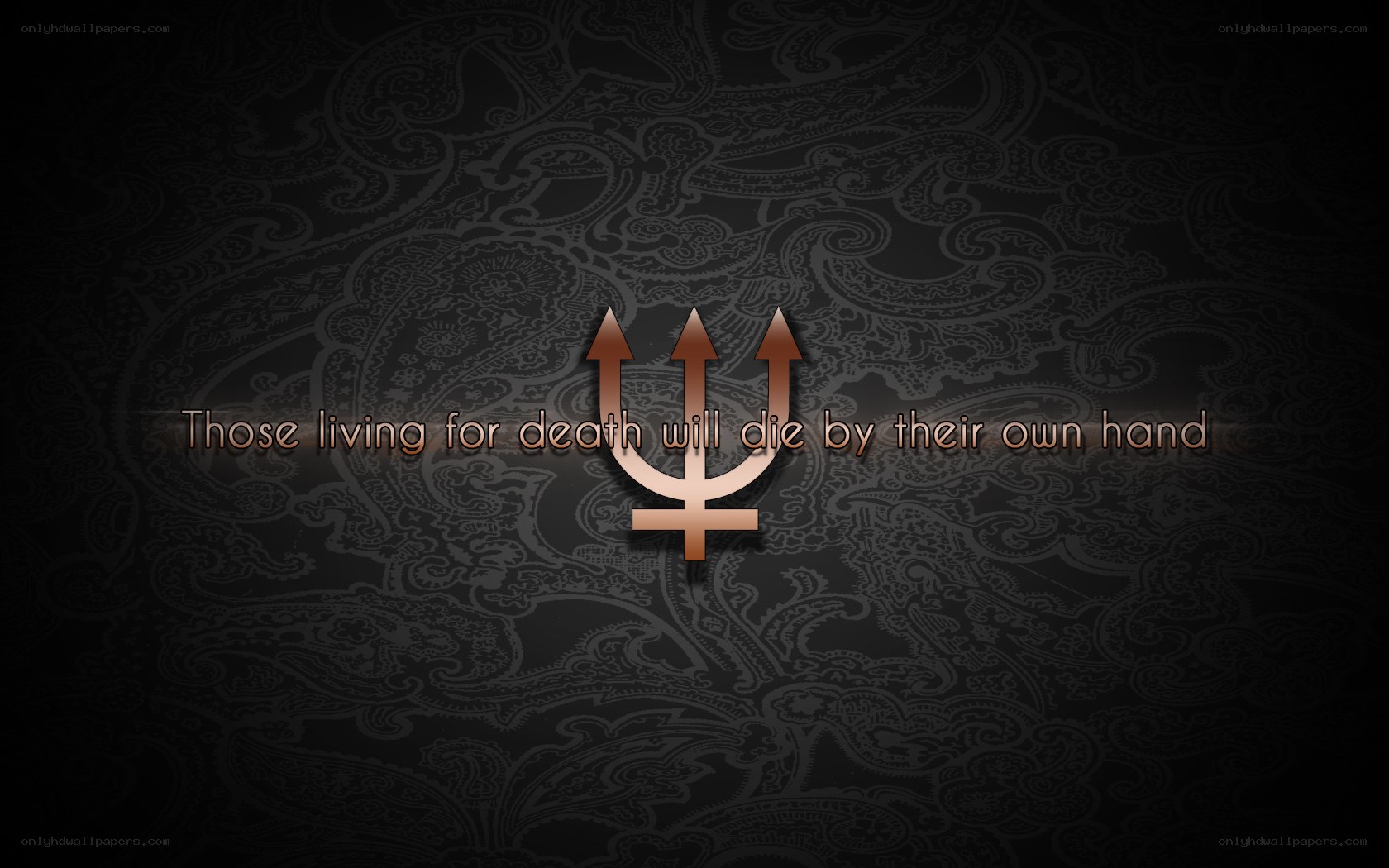 Trident symbol with quote