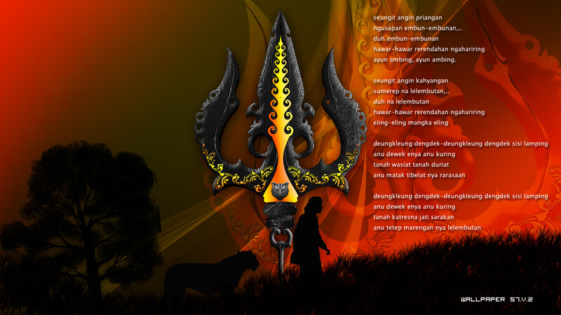 Trident with poetic text