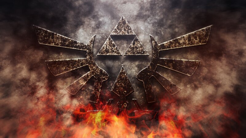 Triforce Symbol — Black, Dramatic, Digital Art