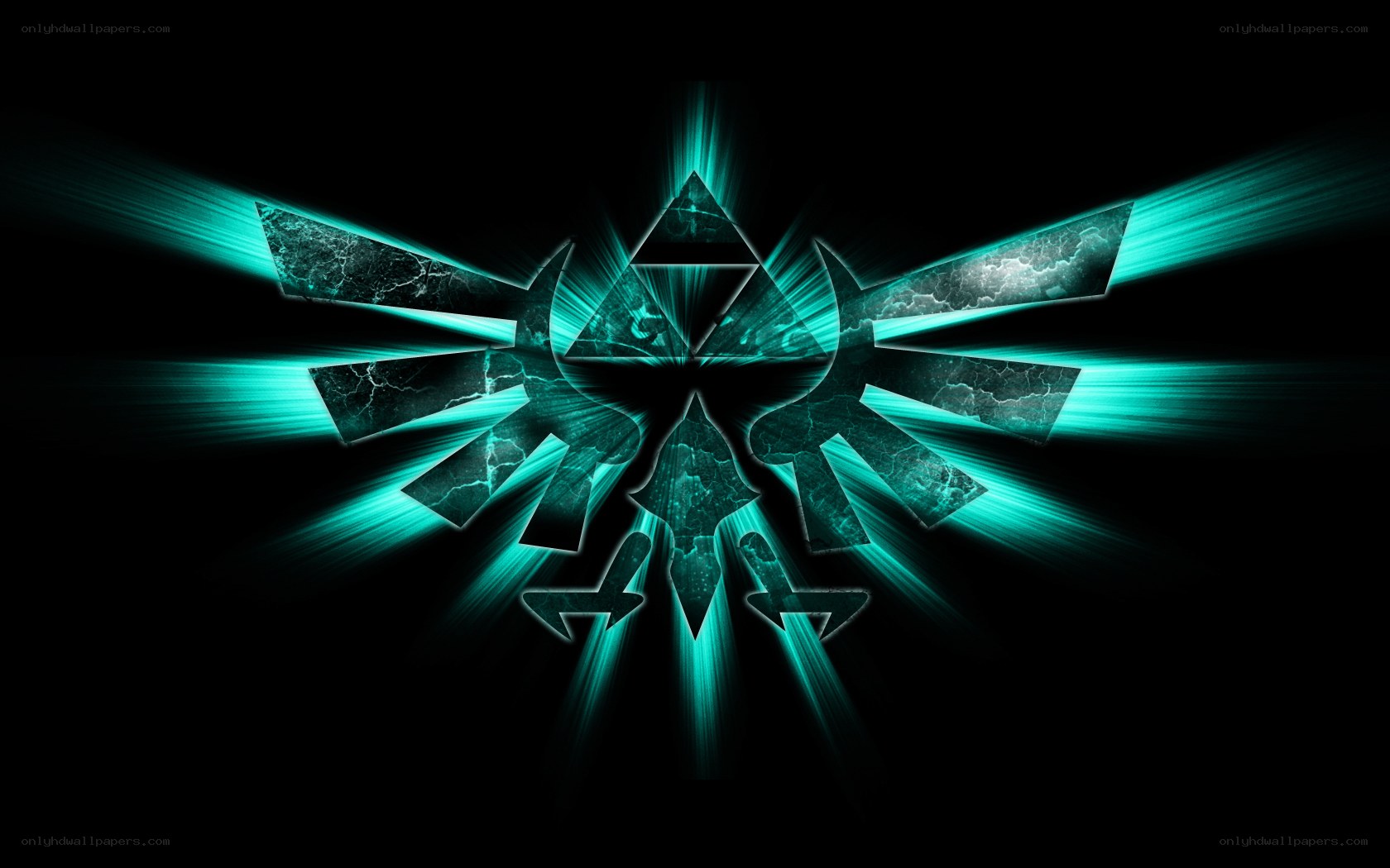 Triforce symbol glowing teal