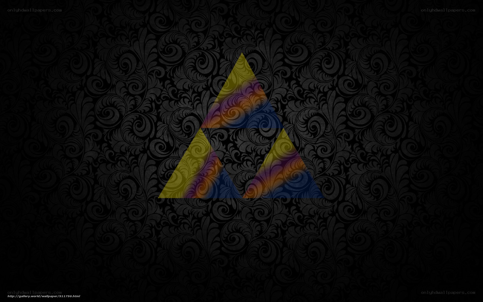 Triforce symbol on dark pattern