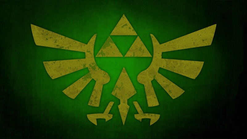 Triforce symbol on green background