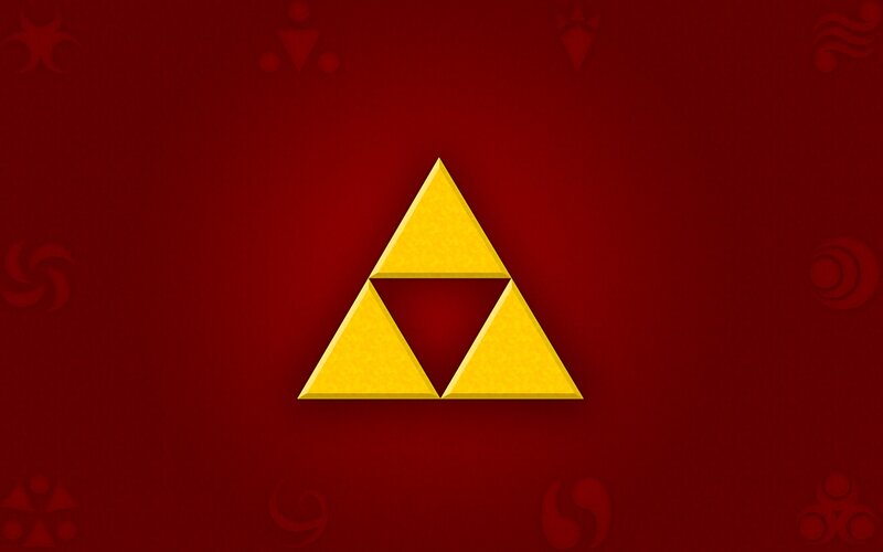 Triforce symbol on red background