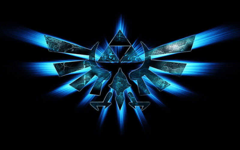 Triforce symbol with blue energy