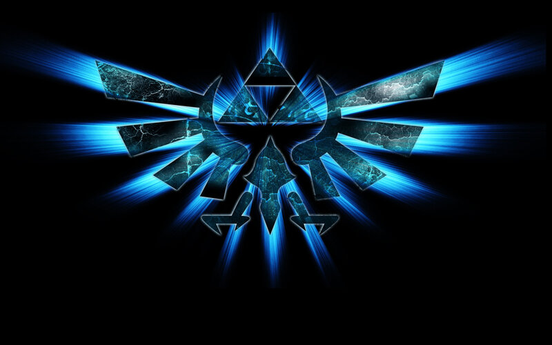 Triforce symbol with blue energy
