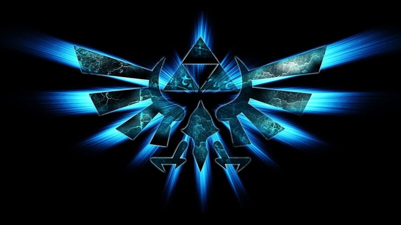 Triforce symbol with blue energy