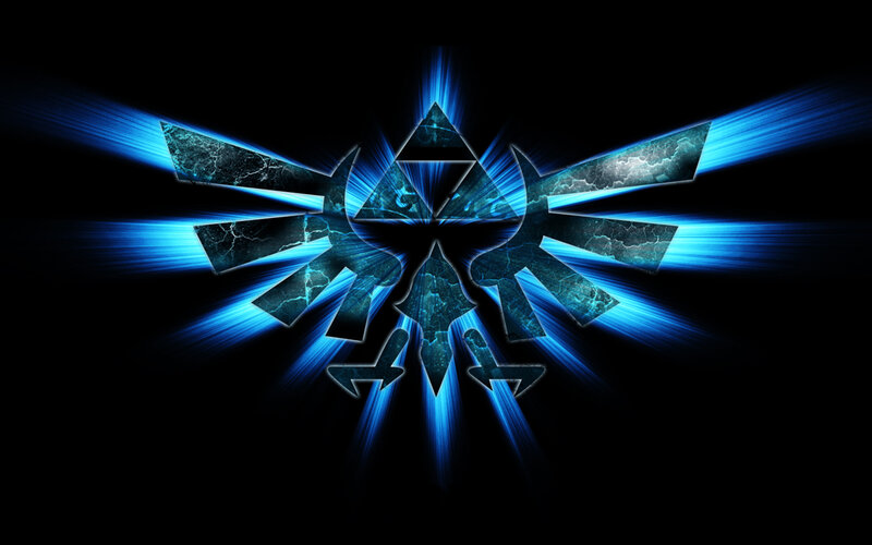 Triforce symbol with blue energy