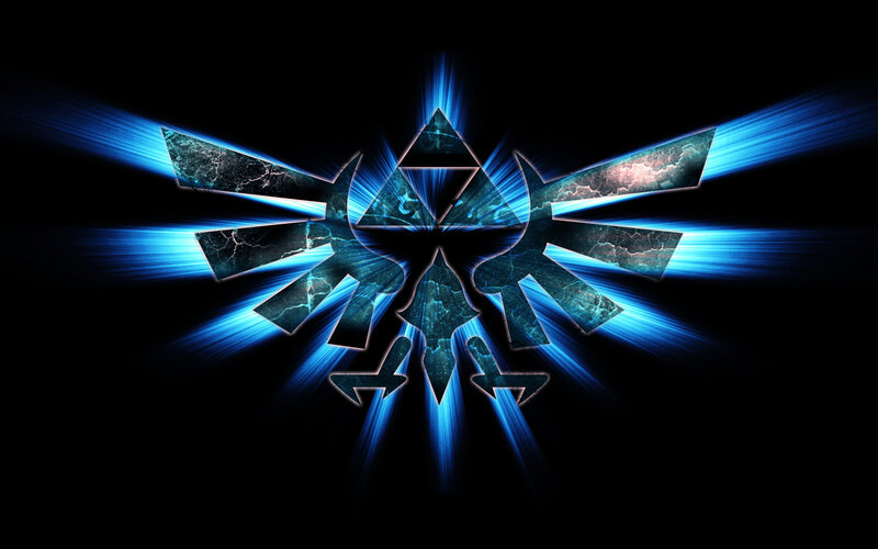 Triforce symbol with blue energy