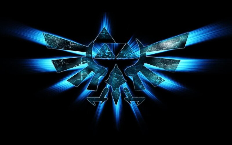 Triforce symbol with blue energy