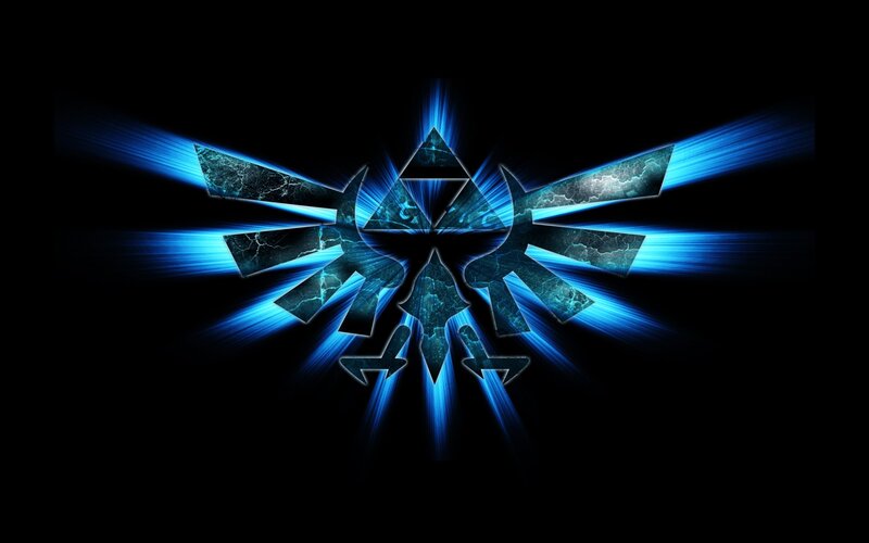 Triforce symbol with blue energy