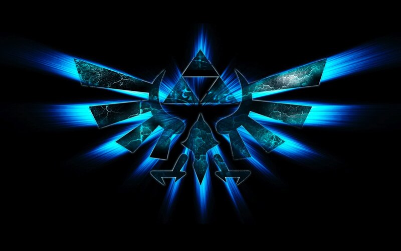 Triforce symbol with blue energy
