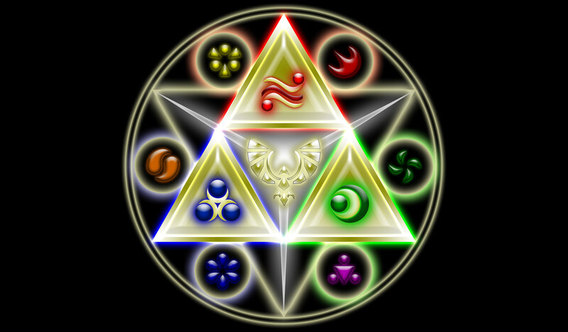 Triforce symbol with elements