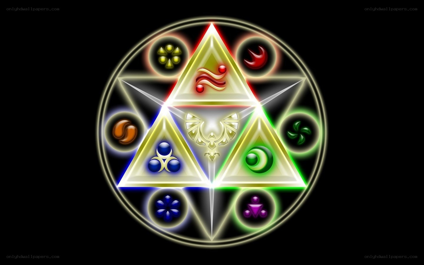 Triforce symbol with elements