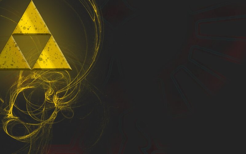 Triforce symbol with energy swirls