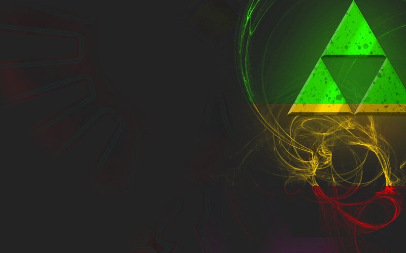 Triforce symbol with energy swirls