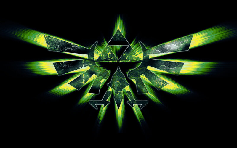 Triforce symbol with green energy