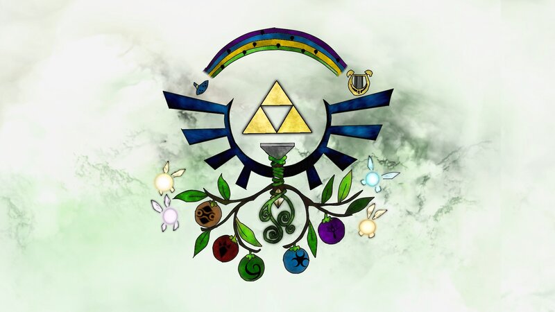 Triforce Symbol with Items — Green
