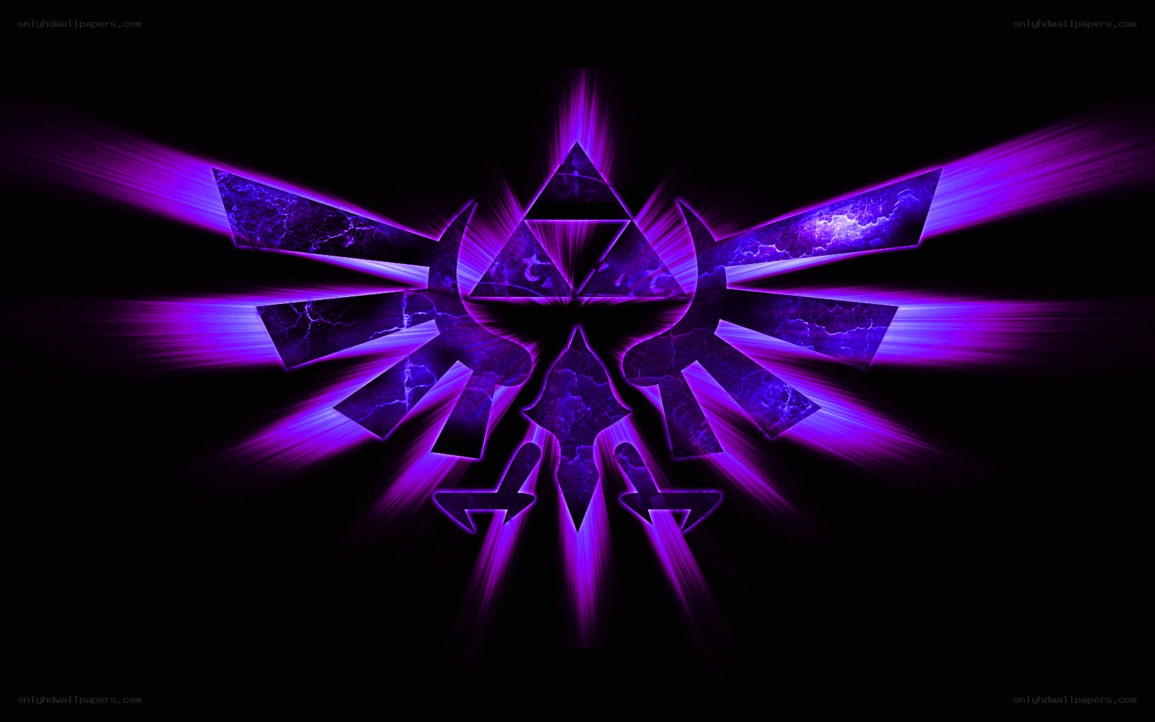 Triforce symbol with purple glow