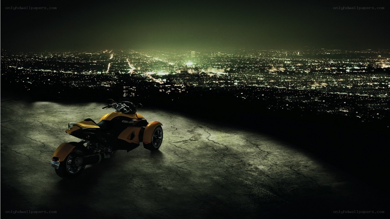 Trike overlooking city at night