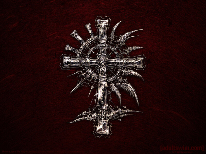 Trinity Blood logo on red background