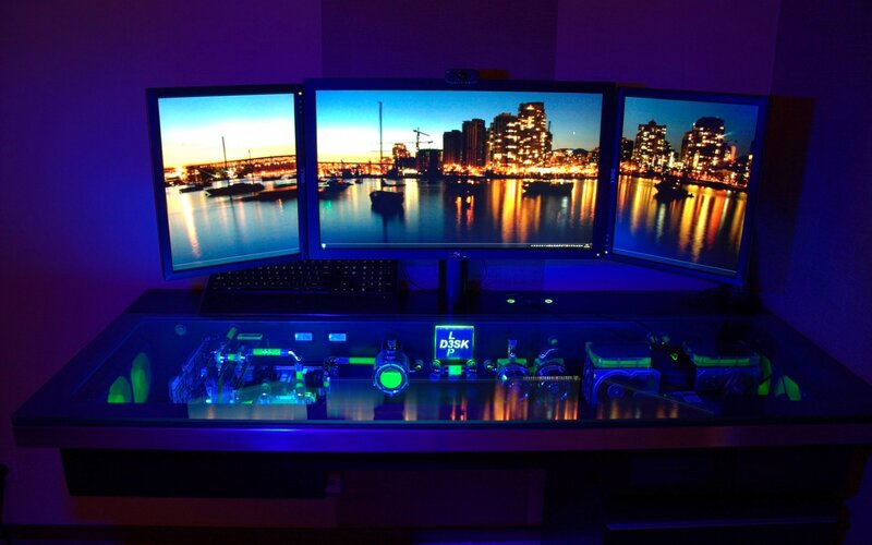 Triple Monitor Setup — Blue