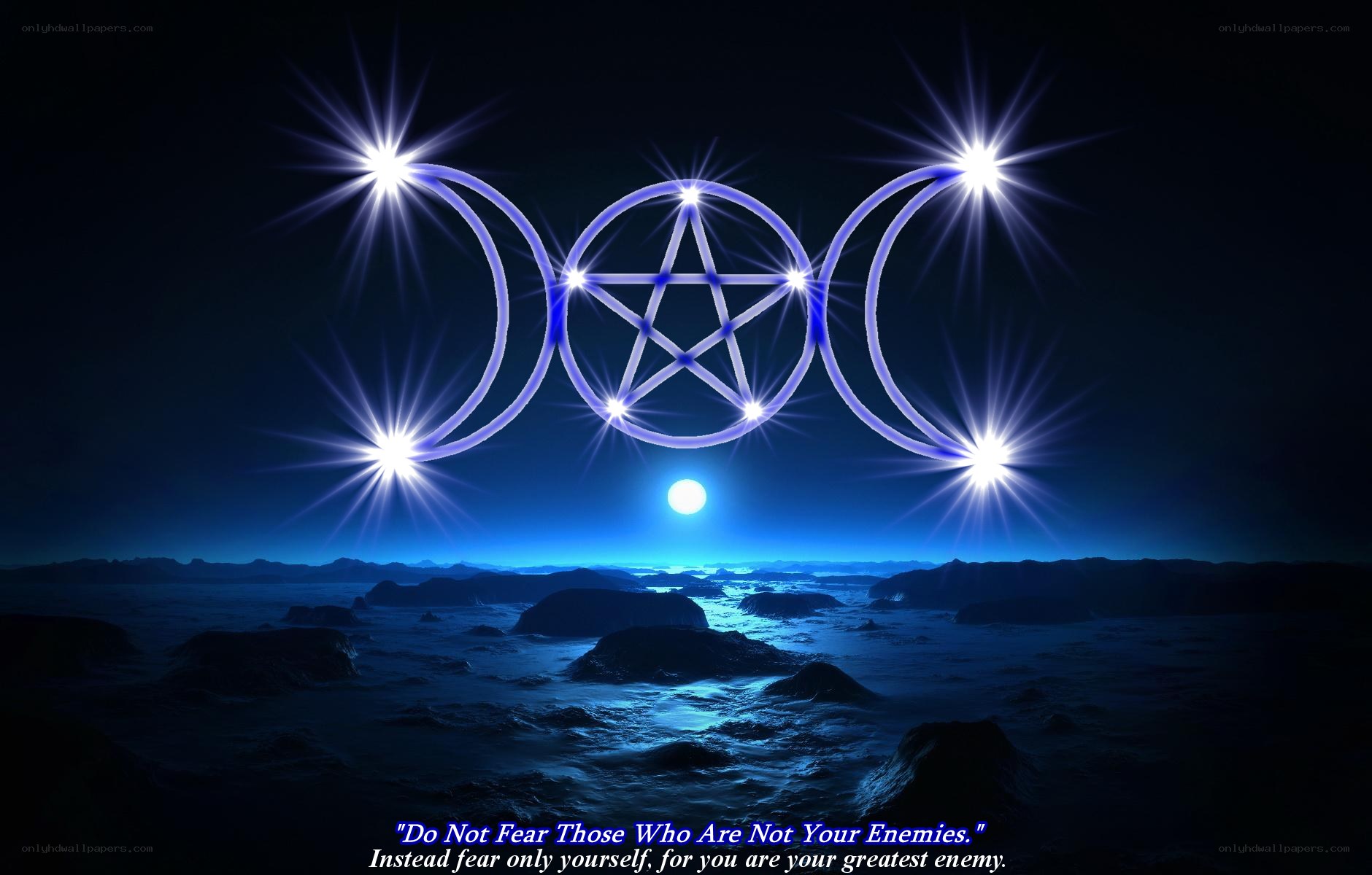 Triple Moon and Pentagram Symbol
