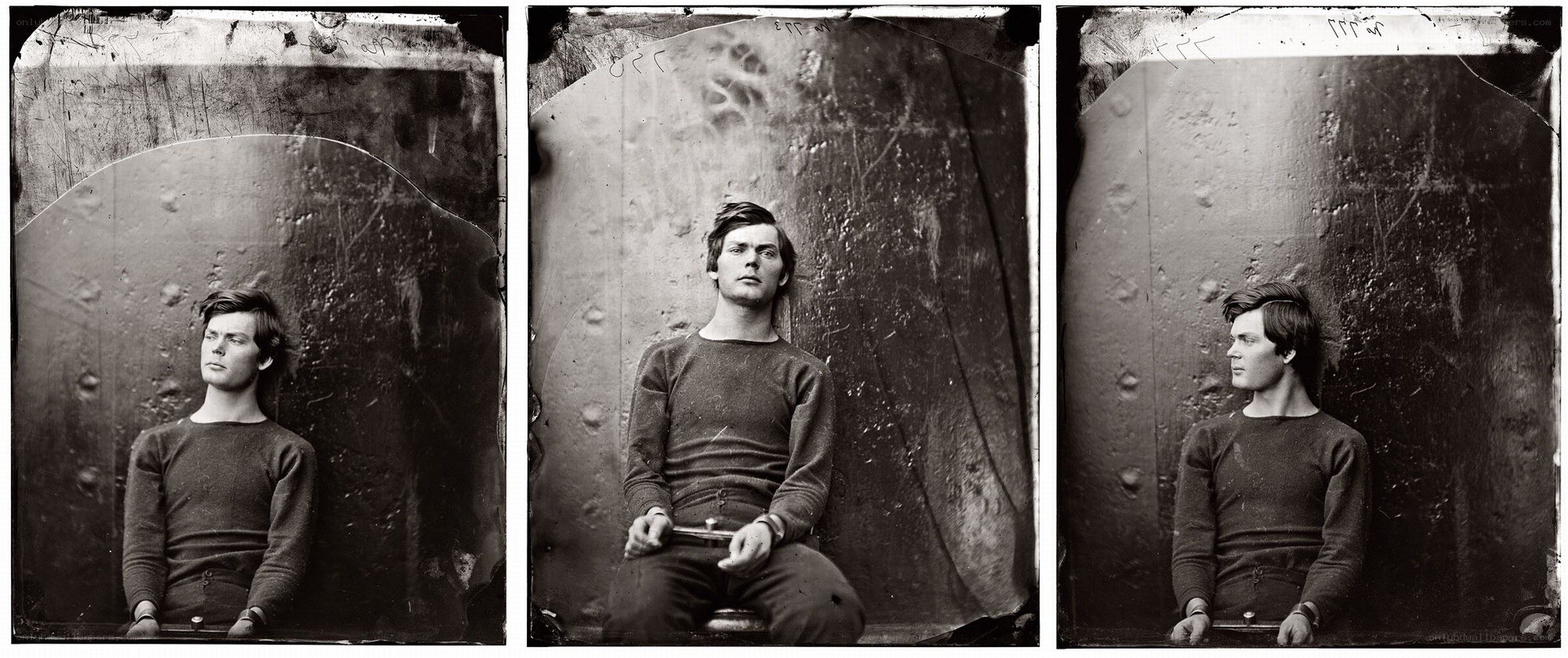 triptych of a man in a studio