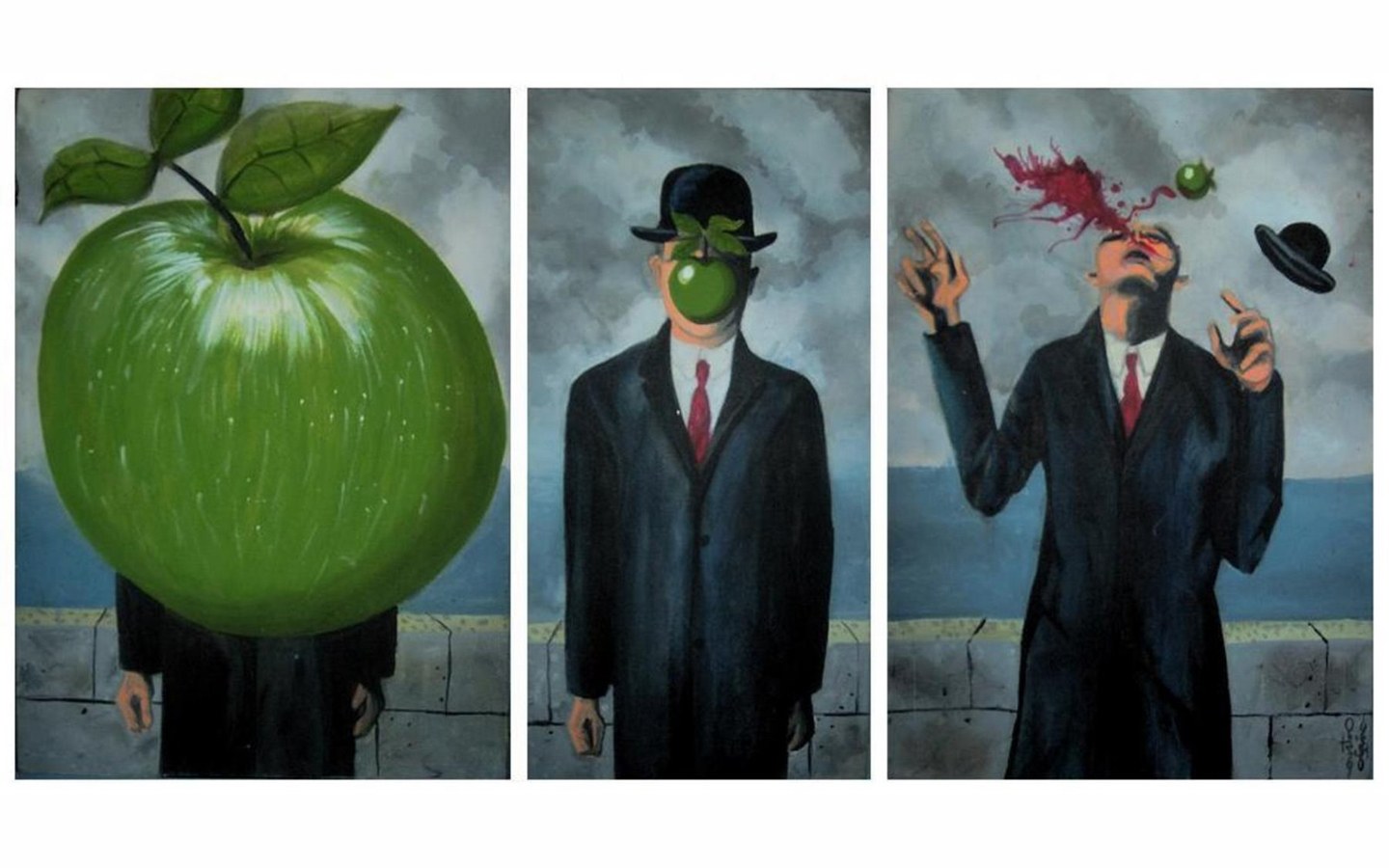 Triptych of Apple and Man